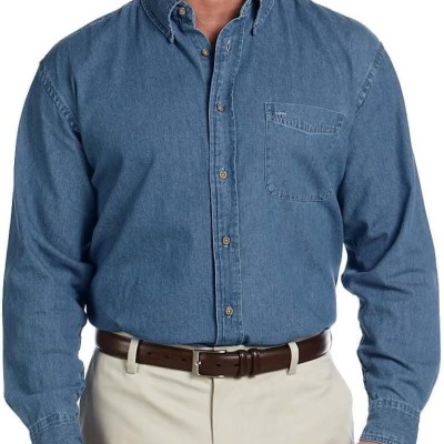 Men's Denim Shirt Long Sleeve Button Up Shirt Fit Casual Jeans Shirts
